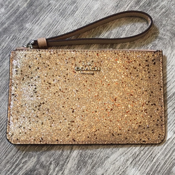 Coach Handbags - NWOT gold coach sparkle wristlet star glitter